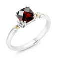 thumbnail image 1 of Gem Stone King 925 Silver and 10K Yellow Gold Red Garnet Women Engagement Ring (0.95 Ct Cushion Checkerboard), 1 of 5