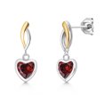 thumbnail image 1 of Gem Stone King 925 Silver and 10K Yellow Gold Red Zirconia Earrings for Women | 1.48 Cttw | Gemstone Birthstone | Heart Shape 6MM, 1 of 6