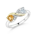 thumbnail image 1 of Gem Stone King 925 Silver and 10K Yellow Gold Ring Citrine Moissanite (0.92 Cttw), 1 of 5