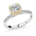 thumbnail image 1 of Gem Stone King 925 Silver and 10K Yellow Gold Ring G/H Lab Grown Diamond Set with Moissanite (1.73 Cttw, Size 7), 1 of 4