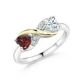 thumbnail image 1 of Gem Stone King 925 Silver and 10K Yellow Gold Ring Garnet Moissanite (1.06 Cttw), 1 of 5