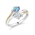 thumbnail image 1 of Gem Stone King 925 Silver and 10K Yellow Gold Ring Mystic Topaz Moissanite (1.00 Cttw), 1 of 5