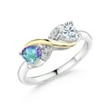 thumbnail image 1 of Gem Stone King 925 Silver and 10K Yellow Gold Ring Mystic Topaz Moissanite (1.02 Cttw), 1 of 5