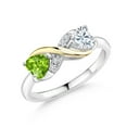 thumbnail image 1 of Gem Stone King 925 Silver and 10K Yellow Gold Ring Peridot Moissanite (0.96 Cttw), 1 of 5
