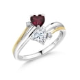 thumbnail image 1 of Gem Stone King 925 Silver and 10K Yellow Gold Ring Rhodolite Garnet Moissanite (0.99 Cttw), 1 of 5