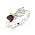 thumbnail image 1 of Gem Stone King 925 Silver and 10K Yellow Gold Ring Rhodolite Garnet Moissanite (1.01 Cttw), 1 of 5