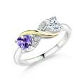 thumbnail image 1 of Gem Stone King 925 Silver and 10K Yellow Gold Ring Tanzanite Moissanite (0.96 Cttw), 1 of 5