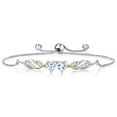 thumbnail image 1 of Gem Stone King 925 Silver and 10K Yellow Gold Sky Blue Aquamarine Bracelet for Women Set with Moissanite (0.85 Cttw) and Lab Grown Diamond, 1 of 3