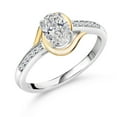 thumbnail image 1 of Gem Stone King 925 Silver and 10K Yellow Gold White Lab Grown Diamond Engagement Ring for Women | 0.78 Cttw | Available in Size 5, 6, 7, 8, 9, 1 of 4