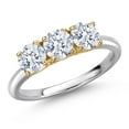 thumbnail image 1 of Gem Stone King 925 Silver and 10K Yellow Gold White Zirconia Engagement Ring for Women | 2.25 Cttw | Round 5MM | Gemstone Birthstone | Size 8, 1 of 6