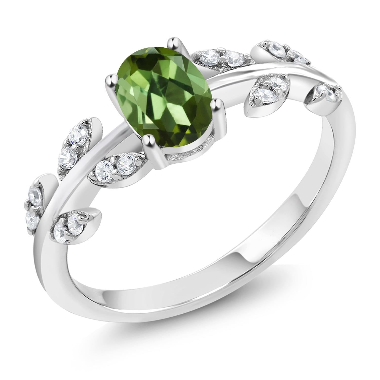 Gem Stone King Sterling Silver Simulated Opal & Olive Branch Ring – Engagement, Wedding, Gift Ready In Sizes 5-9 - View #13