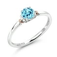 thumbnail image 1 of Gem Stone King 925 Sterling Silver and 10K Rose Gold Blue Apatite Solitaire Engagement Ring for Women (0.50 Cttw, Gemstone, Round 5MM, Available in Size 5, 6, 7, 8, 9), 1 of 4