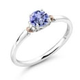 thumbnail image 1 of Gem Stone King 925 Sterling Silver and 10K Rose Gold Blue Tanzanite Solitaire Engagement Ring for Women (0.46 Cttw, Gemstone December Birthstone, Round 5MM, Available in Size 5, 6, 7, 8, 9), 1 of 4