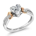 thumbnail image 1 of Gem Stone King 925 Sterling Silver and 10K Rose Gold IGI Certified Lab Grown Diamond Engagement Ring for Women | 1.02 Cttw | Center Diamond Heart Shaped 1 Ct | E-F Color | VS1-VS2 Clarity | Size 9, 1 of 5