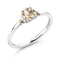 thumbnail image 1 of Gem Stone King 925 Sterling Silver and 10K Rose Gold Peach Morganite Solitaire Engagement Ring for Women (0.40 Cttw, Gemstone October Birthstone, Round 5MM, Available in Size 5, 6, 7, 8, 9), 1 of 4