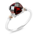 thumbnail image 1 of Gem Stone King 925 Sterling Silver and 10K Rose Gold Red Garnet Women Ring (2.40 Cttw, Cushion Checkerboard 8MM, Gemstone Birthstone, Available in Size 5, 6, 7, 8, 9), 1 of 6