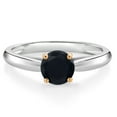 thumbnail image 1 of Gem Stone King 925 Sterling Silver with 10K Yellow Gold Black Onyx Solitaire Engagement Ring for Women (0.80 Cttw, Gemstone December Birthstone, Round 6MM, Available in Size 5, 6, 7, 8, 9), 1 of 4