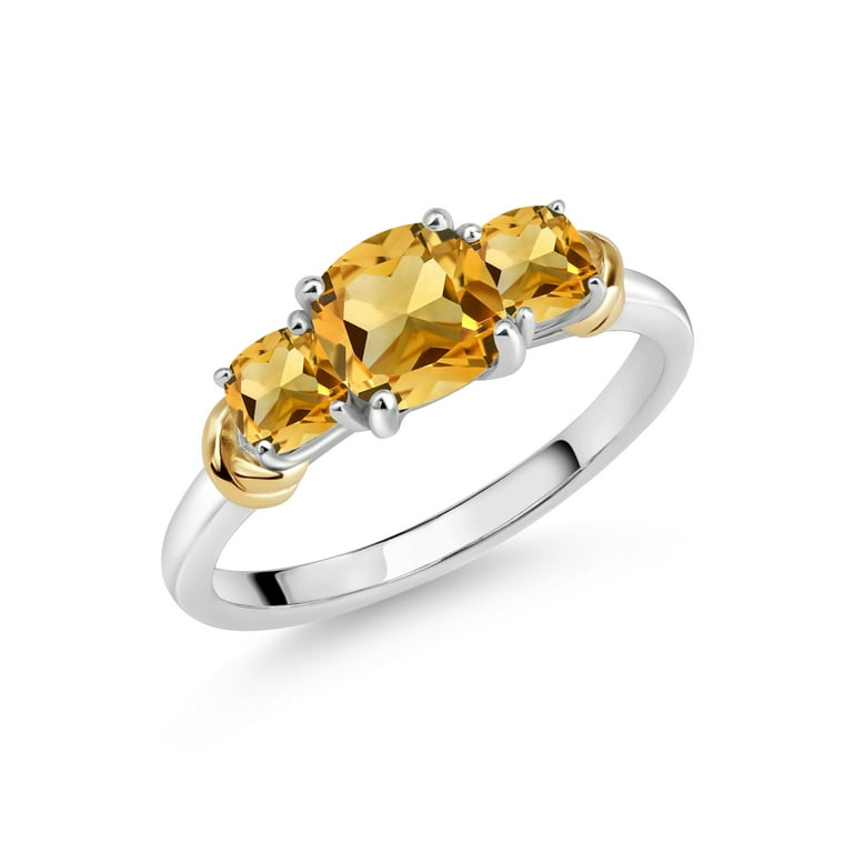 Sterling Silver Cushion Cut 6mm Gemstone And Diamond Rings Sterling Silver Cushion Cut 6mm Gemstone And Diamond Rings