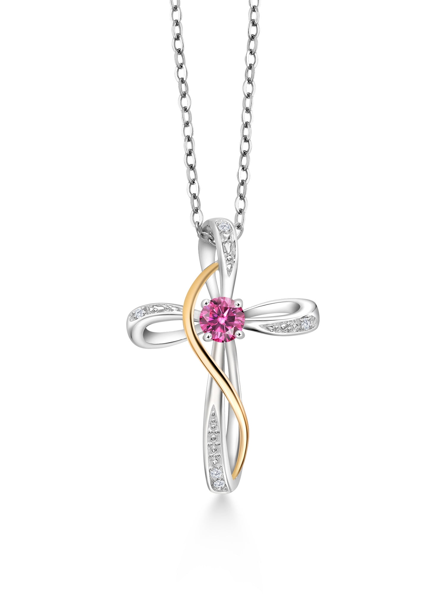 Gem Stone King 925 Sterling Silver and 10K Yellow Gold Lab Grown