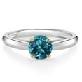 thumbnail image 1 of Gem Stone King 925 Sterling Silver with 10K Yellow Gold London Blue Topaz Solitaire Engagement Ring for Women (1.10 Cttw, Gemstone November Birthstone, Round 6MM, Available in Size 5, 6, 7, 8, 9), 1 of 4