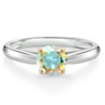 thumbnail image 1 of Gem Stone King 925 Sterling Silver with 10K Yellow Gold Mercury Mist Mystic Topaz Solitaire Engagement Ring for Women (1.00 Cttw, Gemstone Birthstone, Round 6MM, Available in Size 5, 6, 7, 8, 9), 1 of 4