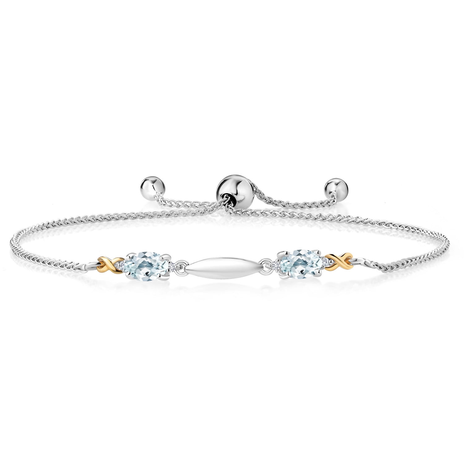 Gem Stone King 925 Sterling Silver and 10K Yellow Gold Oval Sky Blue ...