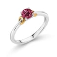 thumbnail image 1 of Gem Stone King 925 Sterling Silver and 10K Yellow Gold Pink Tourmaline Solitaire Engagement Ring for Women (0.52 Cttw, Round 5MM, Gemstone October Birthstone, Size 5), 1 of 4