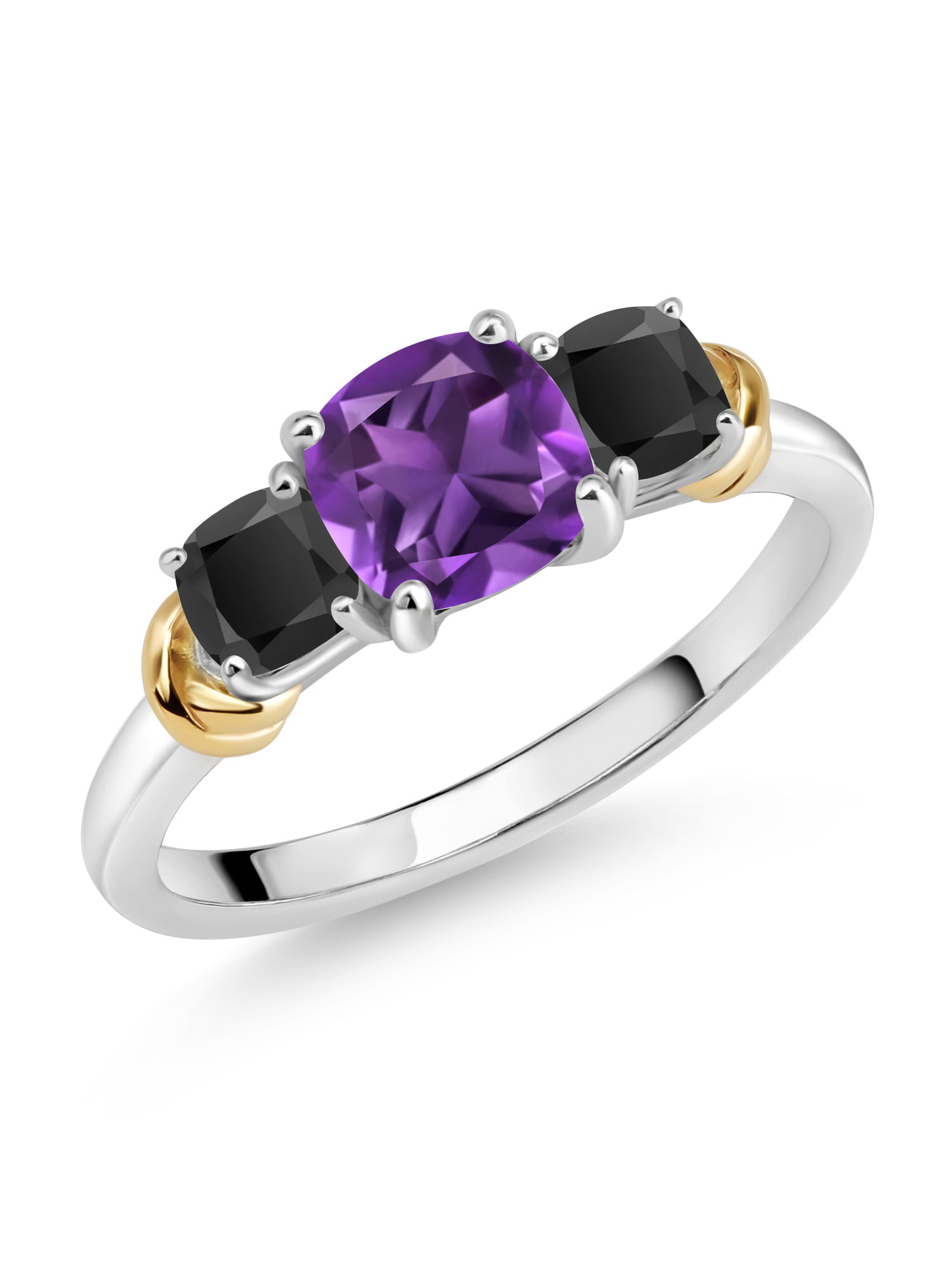Gem Stone King 925 Sterling Silver and 10K Yellow Gold Purple