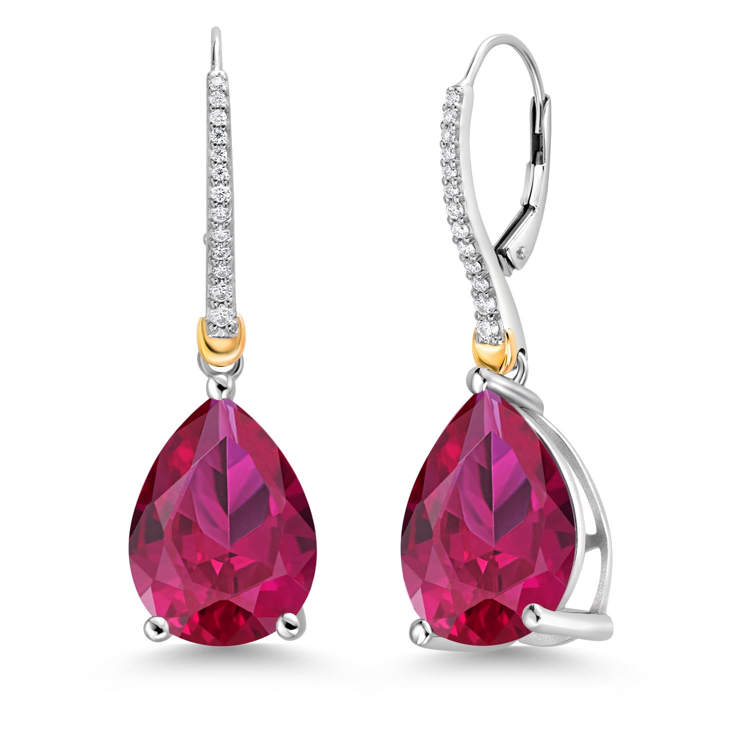 Gem Stone King 925 Sterling Silver and 10K Yellow Gold Red  display picture 1