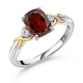 thumbnail image 1 of Gem Stone King 925 Sterling Silver and 10K Yellow Gold Red Garnet and White E-F Lab Grown Diamond Engagement Ring for Women (1.85 Cttw, Gemstone Birthstone, Available in Size 5, 6, 7, 8, 9), 1 of 6