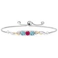 thumbnail image 1 of Gem Stone King 925 Sterling Silver and 10K Yellow Gold Red Ruby Blue Zircon and White Lab Grown Diamond Tennis Bracelet for Women (2.27 Cttw, Gemstone July Birthstone, Fully Adjustable up to 9 inch), 1 of 4