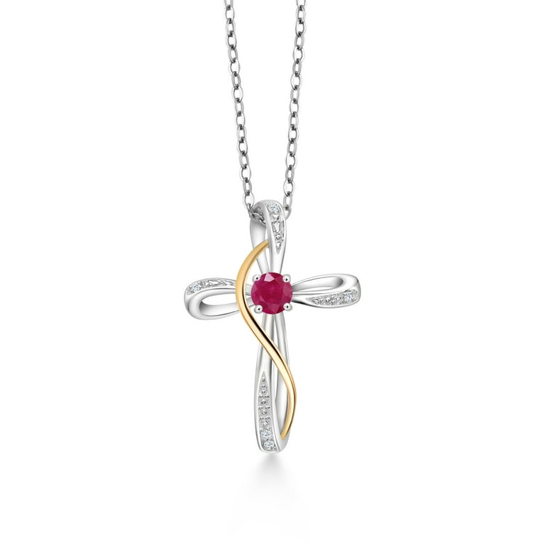 Sterling Silver Gemstone Infinity Cross Pendants