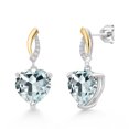thumbnail image 1 of Gem Stone King 925 Sterling Silver and 10K Yellow Gold Sky Blue Simulated Aquamarine and White Lab Grown Diamond Infinity Dangle Earrings By Keren Hanan (6.07 Ct Heart Shape 10MM), 1 of 3
