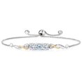thumbnail image 1 of Gem Stone King 925 Sterling Silver and 10K Yellow Gold Sky Blue Topaz Tennis Bracelet for Women (1.72 Cttw, Gemstone November Birthstone, Fully Adjustable up to 9 inch), 1 of 4