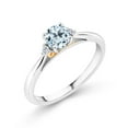 thumbnail image 1 of Gem Stone King 925 Sterling Silver and 10K Yellow Gold Sky Blue Topaz and White Lab Grown Diamond Engagement Ring for Women (0.74 Cttw, Gemstone November Birthstone, Size 9), 1 of 4