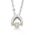 thumbnail image 1 of Gem Stone King 925 Sterling Silver and 10K Yellow Gold White Lab Grown Dancing Diamond Pendant Necklace for Women (0.10 Cttw, Round 3MM, with 18 inches Chain), 1 of 4