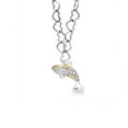 thumbnail image 1 of Gem Stone King 925 Sterling Silver and 10K Yellow Gold White Lab Grown Diamond Ocean Sea Life Charm Pendant Necklace for Women with Heart Chain Made in Italy Fully Adjustable up to 20 inch, 1 of 4
