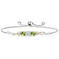 thumbnail image 1 of Gem Stone King 925 Sterling Silver and 10K Yellow Gold White Lab Grown Diamond Tennis Bracelet for Women (1.62 Cttw, Gemstone April Birthstone, Fully Adjustable up to 9 inch), 1 of 4
