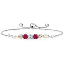 Gem Stone King 925 Sterling Silver and 10K Yellow Gold White Lab Grown Diamond Tennis Bracelet for Women (1.62 Cttw, Gemstone April Birthstone, Fully Adjustable up to 9 inch)