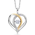 thumbnail image 1 of Gem Stone King 925 Sterling Silver and 10K Yellow Gold White Moissanite Dancing Pendant Necklace Birthday Mother’s Wife Mom Jewelry Gift for Women (0.82 Cttw, with 18 inch Chain), 1 of 6