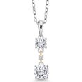 thumbnail image 1 of Gem Stone King 925 Sterling Silver and 10K Yellow Gold White Moissanite Pendant Necklace for Women (0.97 Cttw, Cushion Cut 5mm and 4MM, with 18 inch Chain), 1 of 3