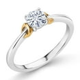 thumbnail image 1 of Gem Stone King 925 Sterling Silver and 10K Yellow Gold White Moissanite Solitaire Engagement Ring for Women (0.50 Cttw, Round 5MM, Gemstone Birthstone, Size 5), 1 of 4
