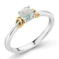 thumbnail image 1 of Gem Stone King 925 Sterling Silver and 10K Yellow Gold White Simulated Opal Solitaire Engagement Ring for Women (0.50 Cttw, Round Cabochon 5MM, Gemstone October Birthstone, Size 8), 1 of 4