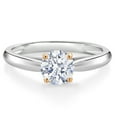 thumbnail image 1 of Gem Stone King 925 Sterling Silver with 10K Yellow Gold White Zirconia Solitaire Engagement Ring for Women (0.84 Cttw, Gemstone Birthstone, Round 6MM, Available in Size 5, 6, 7, 8, 9), 1 of 4