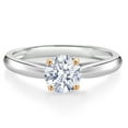 thumbnail image 1 of Gem Stone King 925 Sterling Silver with 10K Yellow Gold White Zirconia Solitaire Engagement Ring for Women (1.50 Cttw, Gemstone Birthstone, Round 6MM, Available in Size 5, 6, 7, 8, 9), 1 of 4