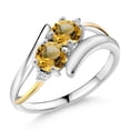 thumbnail image 1 of Gem Stone King 925 Sterling Silver and 10K Yellow Gold Yellow Citrine Ring for Women 1.47 Cttw, Round 5MM, Gemstone Birthstone (Size 7), 1 of 5