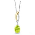 thumbnail image 1 of Gem Stone King 925 Sterling Silver and 10K Yellow Gold Yellow Lemon Quartz and White Lab Grown Diamond Pendant Necklace for Women (1.15 Cttw, Gemstone Birthstone, with 18 inch Silver Chain), 1 of 3