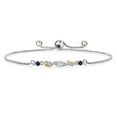 thumbnail image 1 of Gem Stone King 925 Sterling Silver and 10k Yellow Gold White Lab Grown Diamond and Blue Sapphire Tennis Bracelet for Women (0.33 Cttw, Gemstone April Birthstone, Fully Adjustable up to 9 inch), 1 of 3