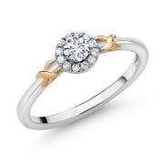 Gem Stone King White Lab Grown Diamond Infinity Engagement Wedding Anniversary Halo Ring for Women | 925 Silver and 10k Yellow Gold | 0.25 Cttw | DEF Color | VVS-VS Clarity | Round 3.5MM | Size 6