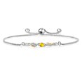 thumbnail image 1 of Gem Stone King 925 Sterling Silver and 10k Yellow Gold Yellow Sapphire and White Lab Grown Diamond Tennis Bracelet for Women (0.33 Cttw, Gemstone September Birthstone, Fully Adjustable up to 9 inch), 1 of 3